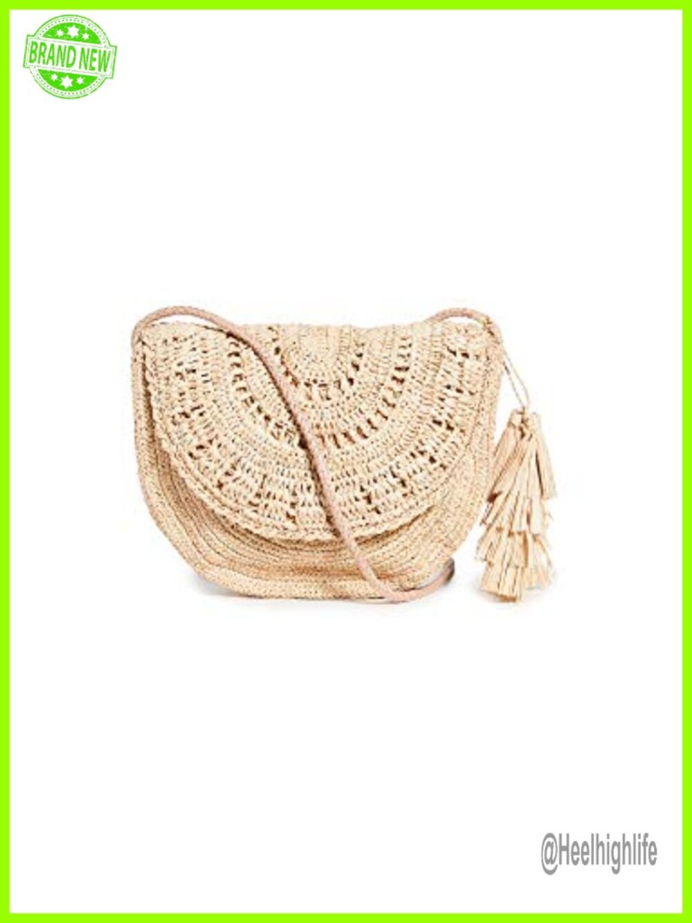 Raffia Crossbody Bag with Tassel Accent Satchel
